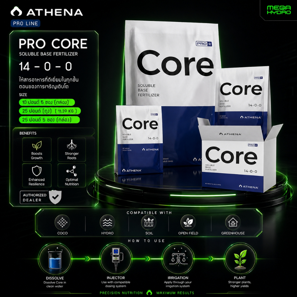 ปุ๋ย Athena Pro Core ของแท้ 100% พร้อมส่ง ปุ๋ยหลักในทุกช่วง ไนโตรเจนสูง สำหรับการเติบโตที่แข็งแรง
