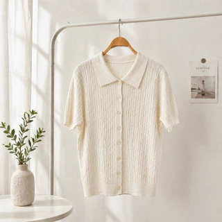 LITTLEMOM-เสื้อโปโลถักเกลียวแต่งกระดุมหน้า 8 เม็ด รุ่น MAX