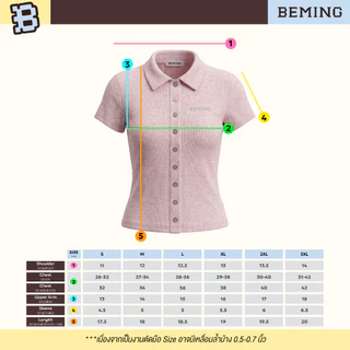 Bemingtop1177(S-3XL) - Bemmy Top - เสื้อโปโลทรงเข้ารูปดีเทลกระดุมหน้าอะไหล่เงิน โลโก้ปัก BEMING ที่อก