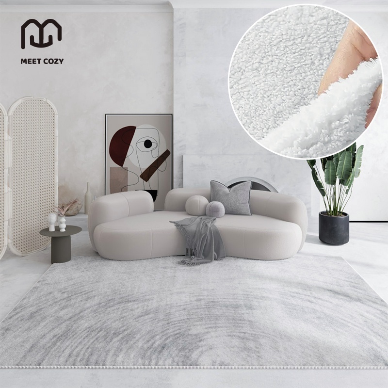MEET COZY พรมปูพื้น ขนนิ่ม พรมแคชเมียร์เลียนแบบ carpet living room พรม #1 DB-Grey