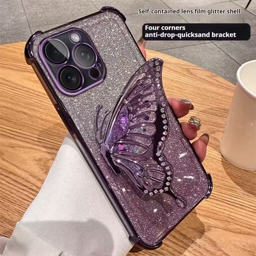 ส่งจากไทย เคสสำหรับ VIVO V70 V70FE Y04 Y04S Y29S Y11D Y05 Y21D Y31 2025 เคสใส ขอบสี ผีเสื้อ ตั้งได้ 