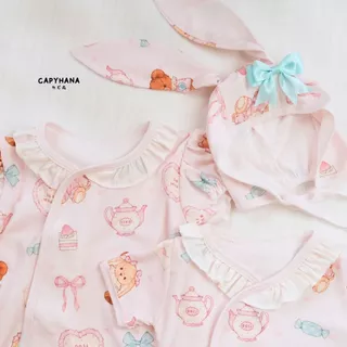 CAPYHANA เสื้อผ้าเด็กทารก New Collection Doll House ชุดผ้าดูด ไร้ซิป กระดุม Doll House