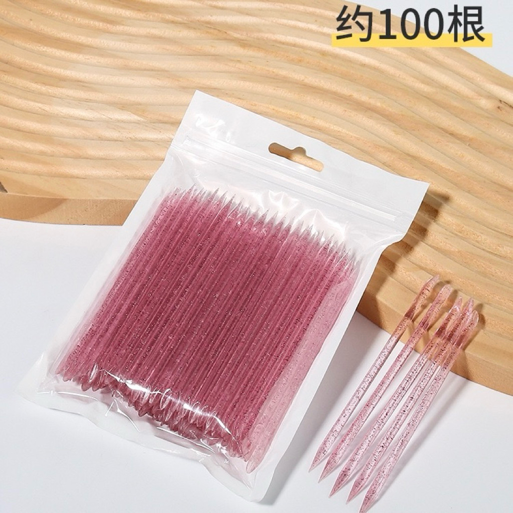 ไม้ดันหนังคริสตัล (100 ชิ้น) มีให้เลือก 6 สี อุปกรณ์ทำเล็บ
