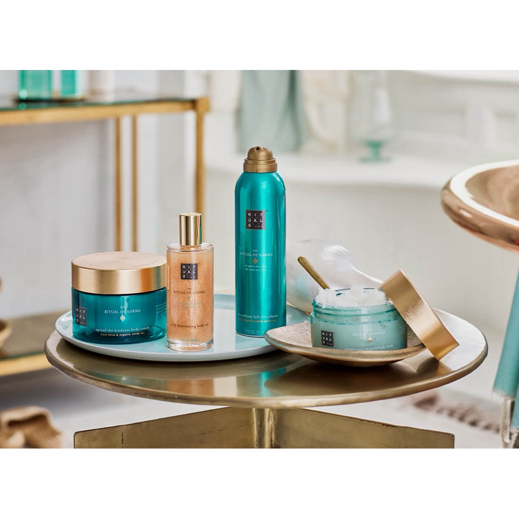 Rituals: The Ritual of Karma Body lotion/Foaming shower gel/Body scrub/Hand lotion ดอกบัวและชาขาว