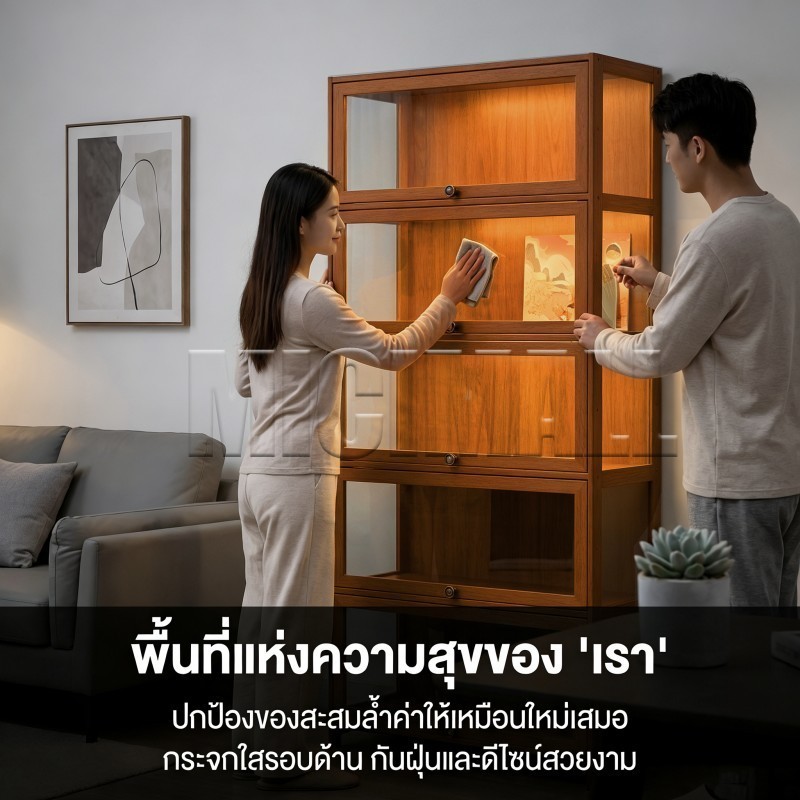 𝑴𝑰𝑪𝑰 ตู้กระจก ตู้เก็บของ ตู้โชว์กระจก ตู้โชว์โมเดล ตู้โชว์สินค้า ทำโดยไม้ไผ่ธรรมชาติ ทนทาน ของสะสม กันฝุ่นกันความชื้น รูปที่ 3