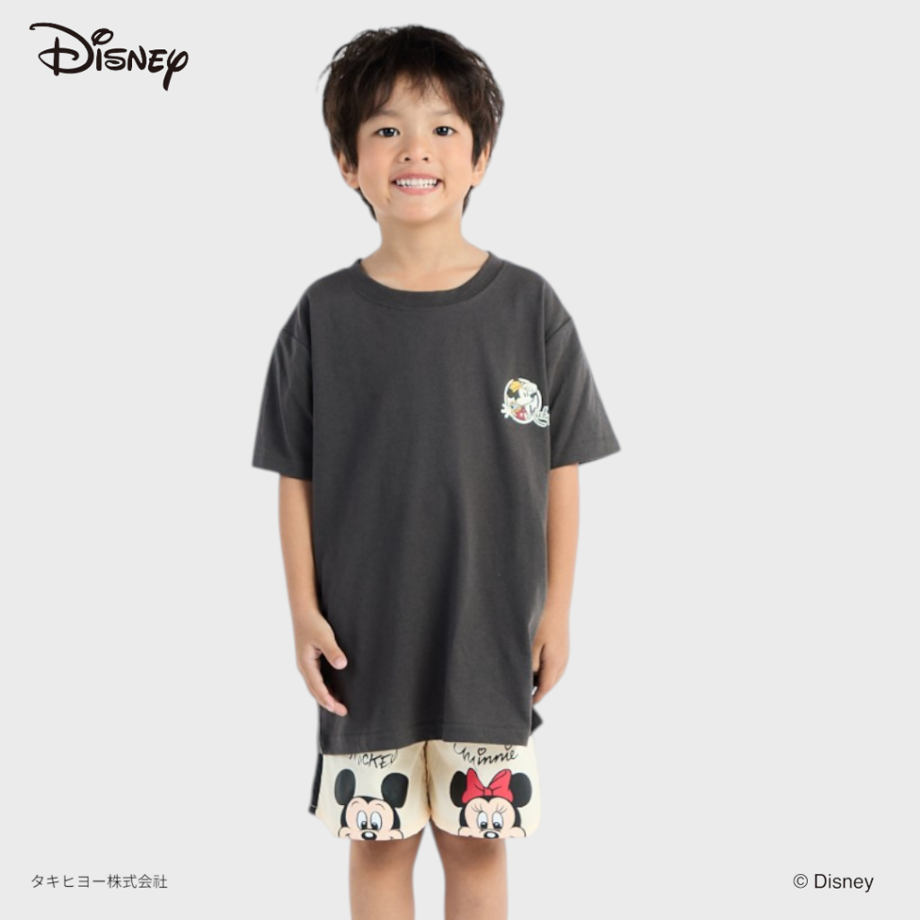 Kids (Size 90-100) กางเกงขาสั้นเด็ก Disney Mickey & Minnie ลายโผล่มาทักป่วนใจ