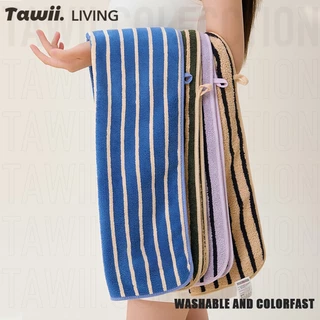 Tawii. ผ้าเช็ดตัว ลายทาง เนื้อนุ่ม ผ้าเช็ดผม ผ้าขนหนู ซับน้ำดีขนไม่หลุด ไมโครไฟเบอร์ 35*75CM