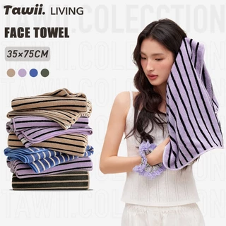 Tawii. ผ้าเช็ดตัว ลายทาง เนื้อนุ่ม ผ้าเช็ดผม ผ้าขนหนู ซับน้ำดีขนไม่หลุด ไมโครไฟเบอร์ 35*75CM