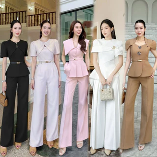 S-XXL เซต2ชิ้น จั๊มสูท กางเกงขายาว สีครีม,แดง,ดำ,ชมพู ใส่เที่ยว ไปงานแต่ง งานบวชงานบุญ #ชุดเซ็ทกางเกง #Jariya
