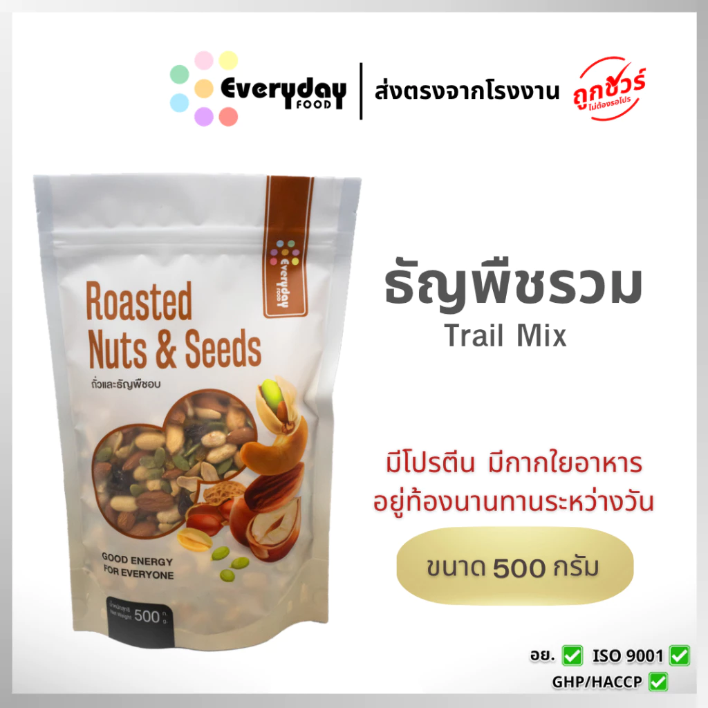 ธัญพืชรวม (Trail Mix) 500 กรัม อบธรรมชาต ไม่เกลือ ไม่น้ำมัน