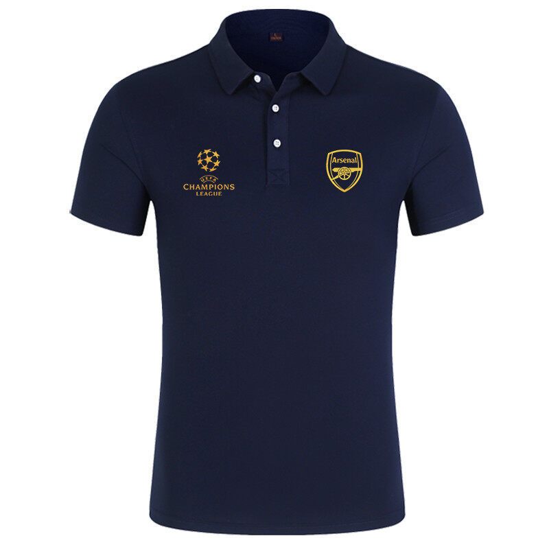 เสื้อโปโลผ้าฝ้าย 100% ลายอาร์เซนอล UEFA Champions League สไตล์กีฬา สำหรับผู้ชายและผู้หญิง S-3XL