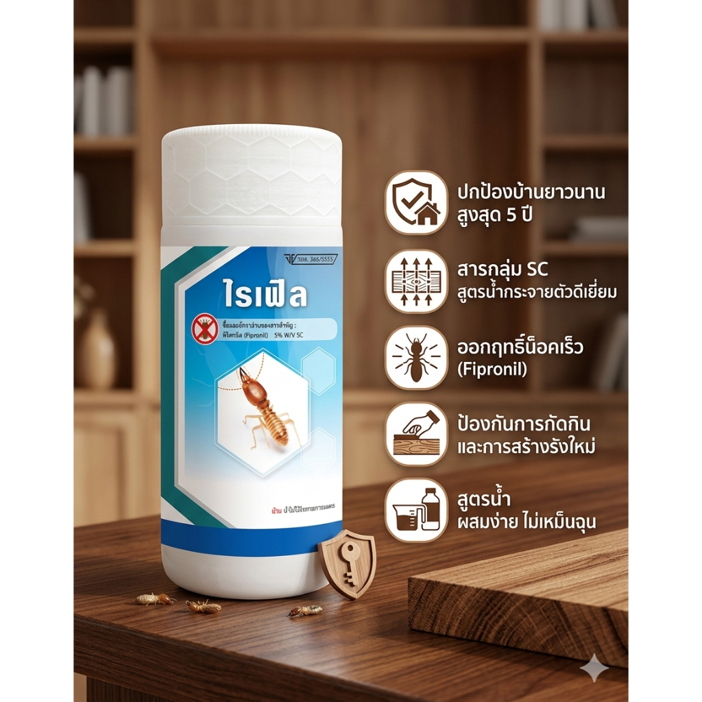 ไรเฟิล หัวเชื้อน้ำยากำจัดปลวกสูตรเข้มข้น fipronil 5% SC ขนาด 1 ลิตร