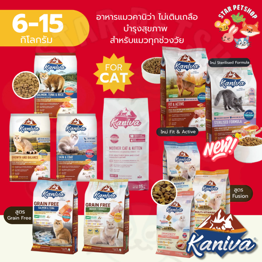 Kaniva อาหารแมวคานิว่า โซเดียมต่ำ บำรุงสุขภาพ สำหรับแมวทุกช่วงวัย ขนาด 6-15 Kg