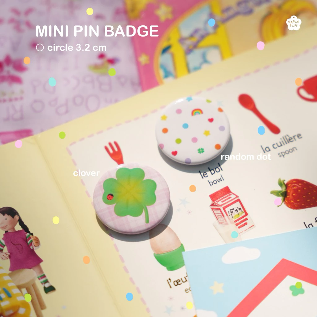 Mini pin badge เข็มกลัดจิ๋ว 3.2 cm สีสันสดใส น่ารัก💖🍀🐬 ติดกระเป๋า หมวก เสื้อผ้า⭐️