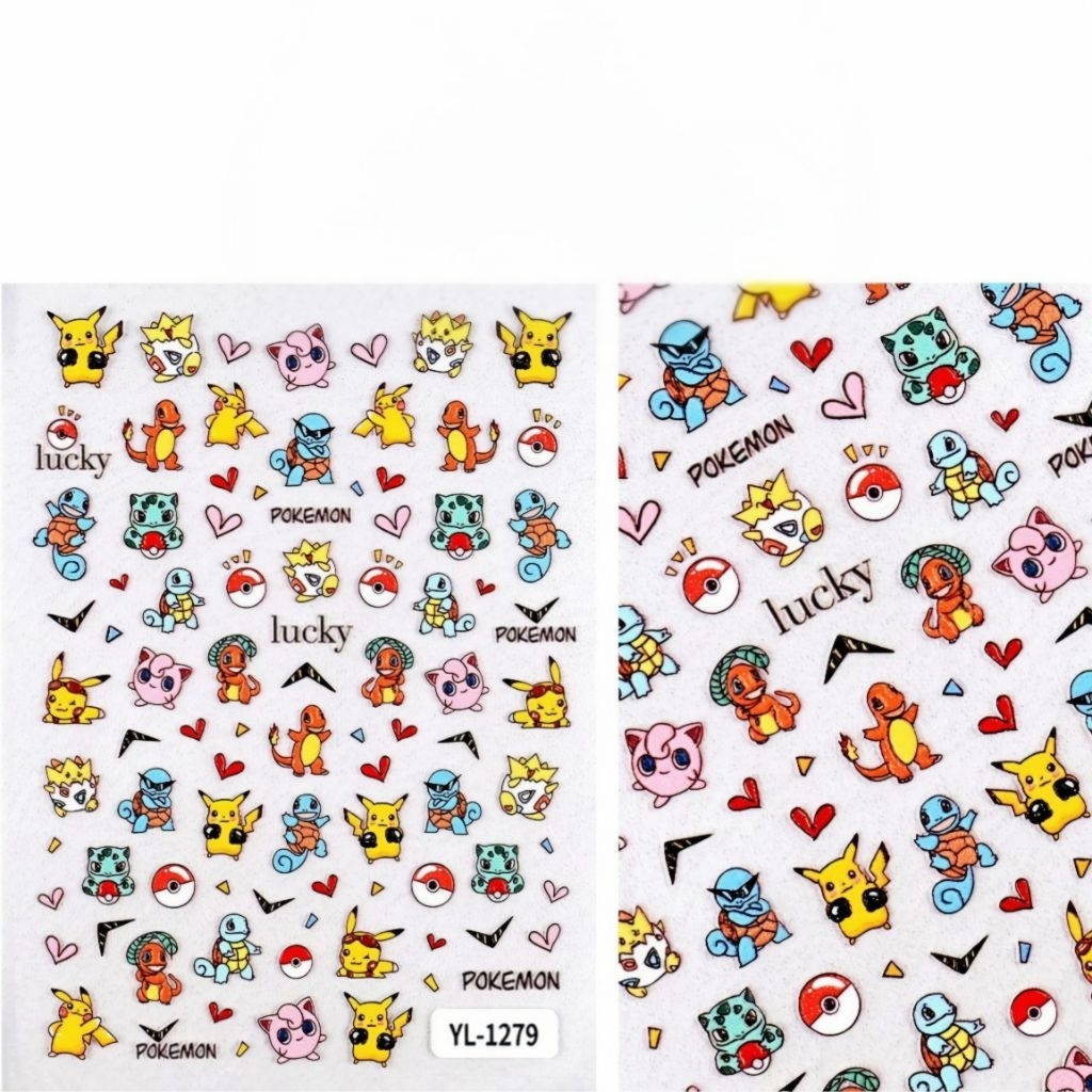 พร้อมส่งจากไทย! สติกเกอร์ติดเล็บ สติกเกอร์ลายนูน สติกเกอร์ 5D ลายPokemon สติกเกอร์ตกแต่ง ติดโทรศัพท์ติดสิ่งของน่ารัก