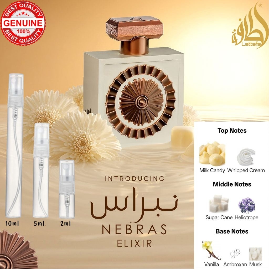 NEBRAS ELIXIR น้ำหอมอาหรับแบ่งขายขนาดทดลอง 2/5/10ml. ของแท้พร้อมส่ง นำเข้าจาก U.A.E. จัดส่งด่วน