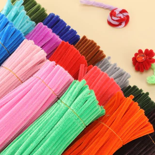 ลวดกำมะหยี่ DIY 100 ชิ้น สีมาการอง ขนนุ่ม Chenille Stem สำหรับงานประดิษฐ์ ทำดอกไม้ ของเล่นเด็ก แฮนด์เมด