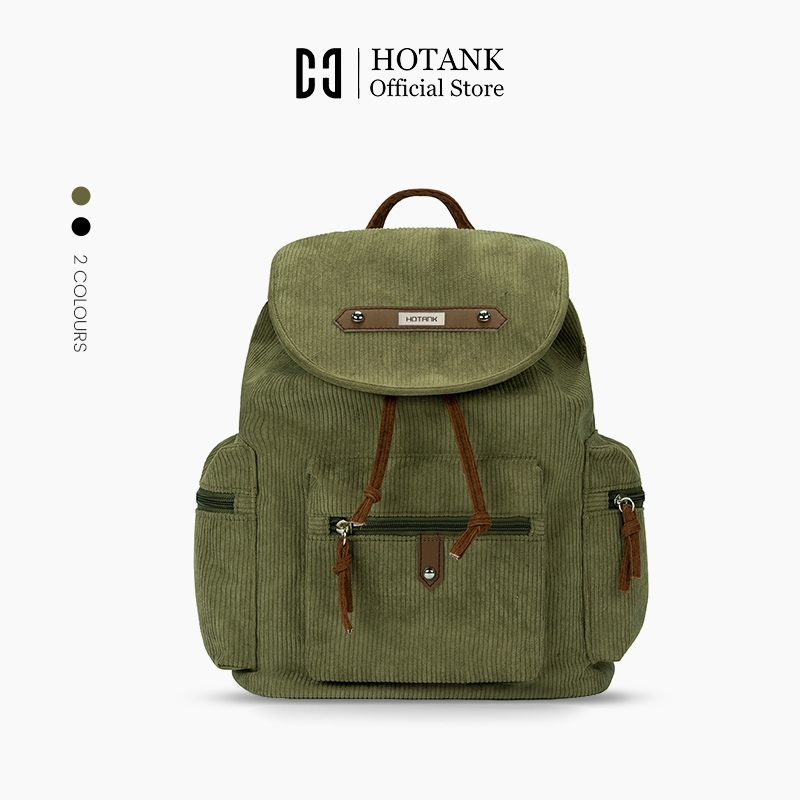 HOTANK กระเป๋าเป้สะพายหลังผ้าลูกฟูก ความจุสูง สำหรับนักศึกษาหญิง ใส่หนังสือและของใช้ได้จุใจ