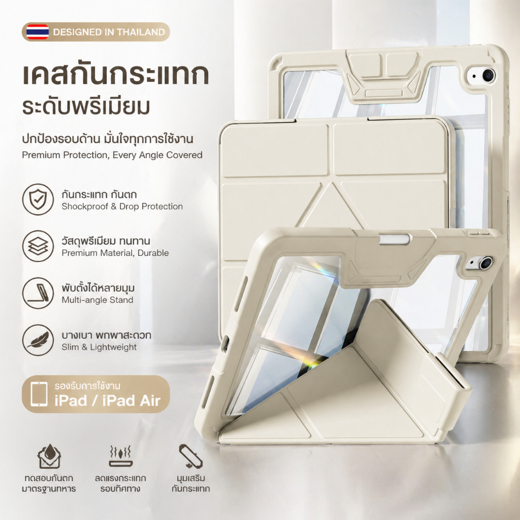 GKABXY เวอร์ชันอัปเกรด กันกระแทก การป้องกันการตก เคสป้องกัน สำหรับ iPad Air M4/M3/M2 Pro1~4 11th 11"  10th Air 4/5 10.9"