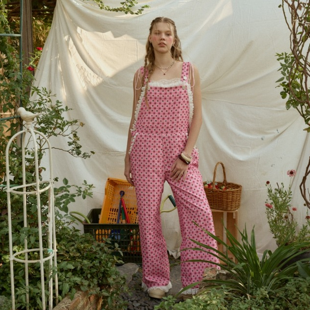 lookbookpetite Jane jumpsuit (adult) สี gingham strawberry