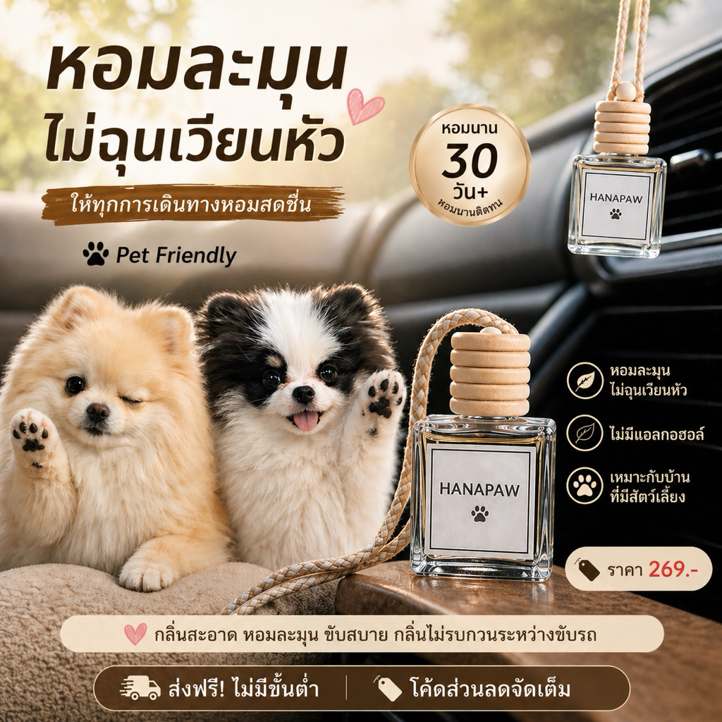 น้ำหอมรถยนต์ Pet Friendly หอมสะอาด ไม่ฉุน (Alcohol-Free) ราคา ถูกที่สุด ดีลบีเคเค รูปภาพหลัก