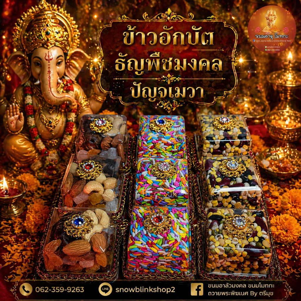 [ส่งด่วน])ข้าวอักษัต ธัญพืชมงคล 9ชนิด ถวายองค์พ่อพระพิฆเนศ และเทพทุกพระองค์ – โปรปัง