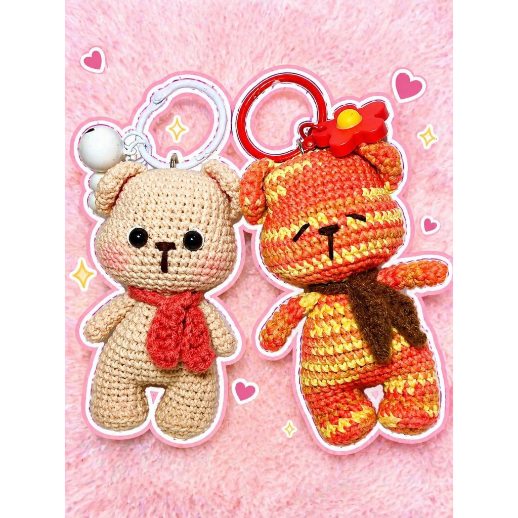 ตุ๊กตาถักไหมพรม น้องหมี ขนาดความสูง 3 นิ้ว