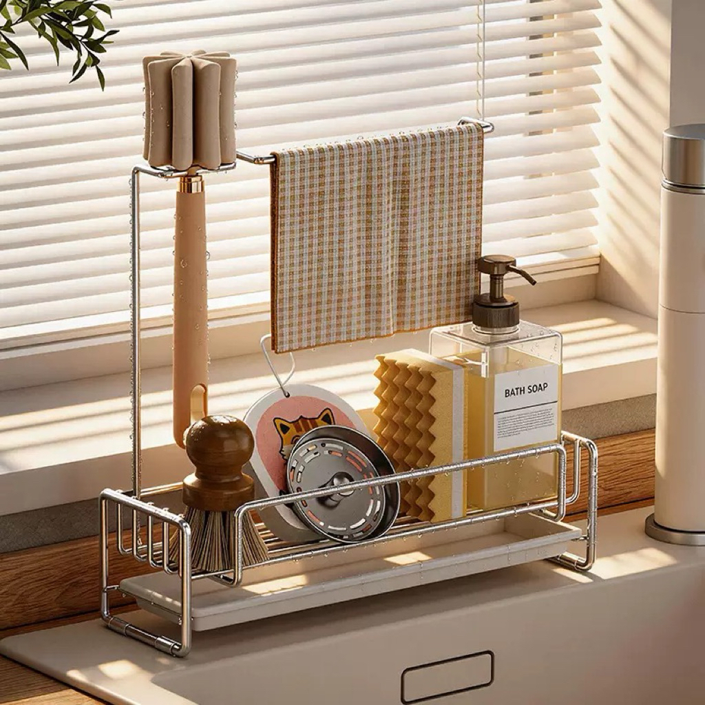 Littlehome (พร้อมส่ง) : ที่จัดเก็บฟองน้ำ ขวดน้ำยาล้างจาน