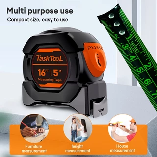 TASKTOOL ตลับเมตร 5m7.5 m10m เทปวัดเรืองแสง สเกลชัดเจน การวัดแม่นยำ เทปวัด สายวัดพกพา