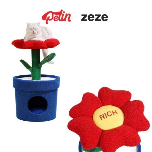Zeze คอนโดแมว ดอกไม้ร่ำรวย เสริมฮวงจุ้ย บ้านแมว ที่นอนแมว อุโมงค์แมว