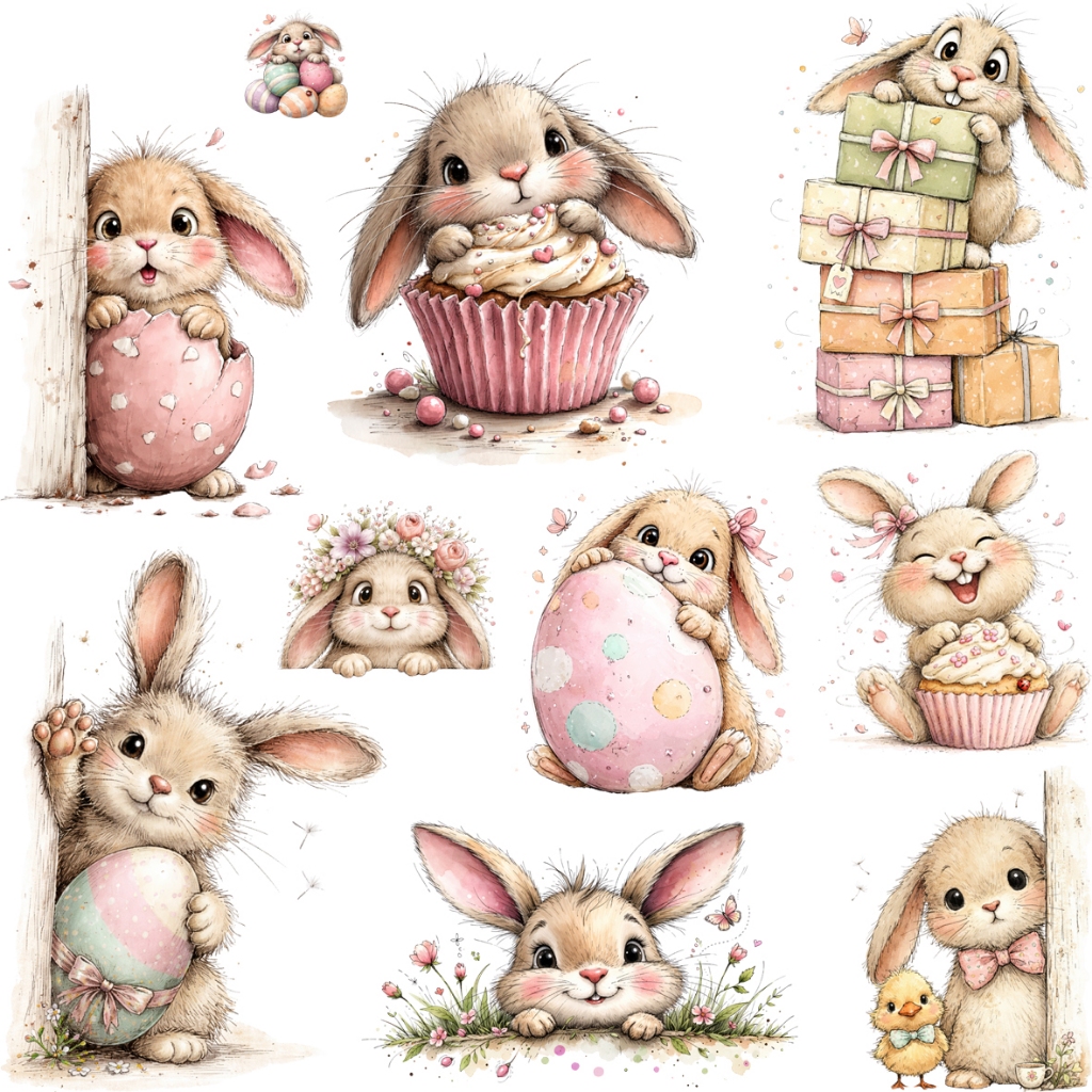 ตัวรีดติดเสื้อ ลาย Bunny-Easter กระต่ายหูตก  F.405