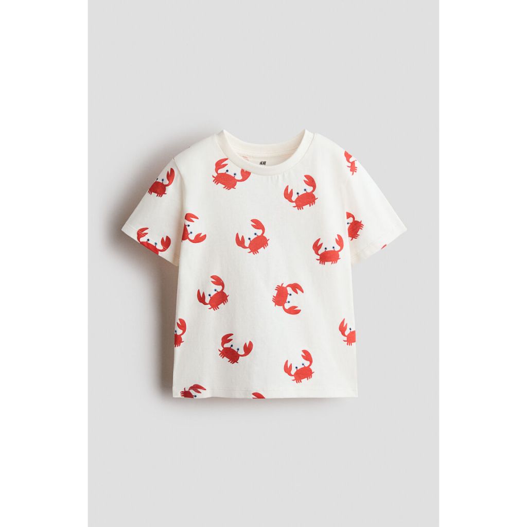 H&M เสื้อคอตตอล คอกลม แขนสั้น ลายรถ ไซด์ 1.5-10 ปี ของแท้ ของใหม่