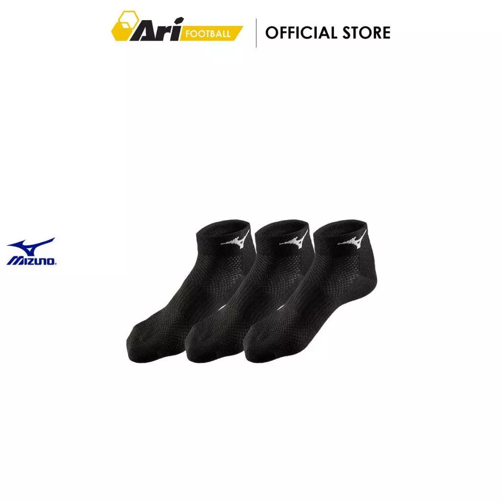 MIZUNO TRAINING MID SOCKS 3P - BLACK (67UU95098) ถุงเท้า มิซูโน่ แพ็ค 3 คู่ สีดำ