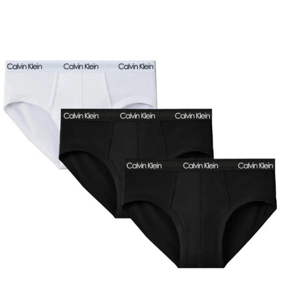 CALVIN KLEIN กางเกงในผู้ชายแพ็ค 3 ชิ้น Icon Cotton Stretch ทรง Hip Brief CKของแท้100%