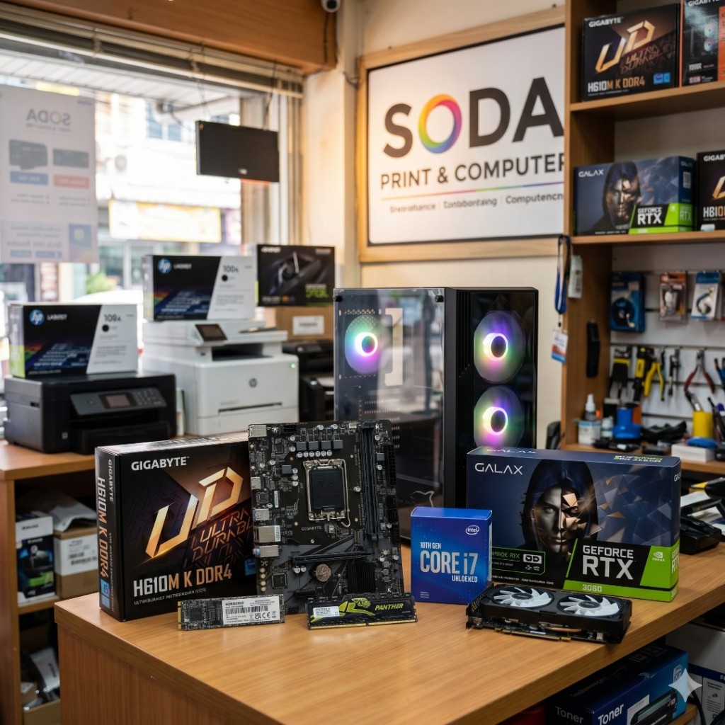 คอมพิวเตอร์ คอมประกอบ CPU INTEL CORE I7-10700F GTX 1050 TI 4GB SSD M.2 512GB ของใหม่ๆราคาสบายๆทำงานเ