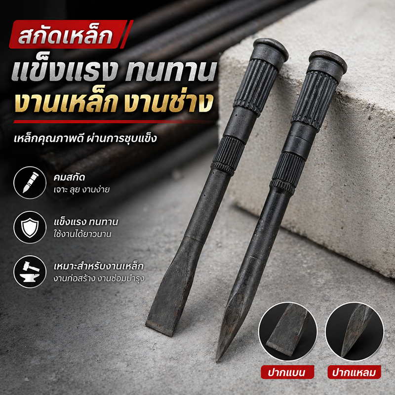 เหล็กสกัด คุณภาพสูง สกัดเหล็ก สกัดปูน สำหรับงานตอก สกัด และตัดแต่งพื้นผิววัสดุก่อสร้าง TOL40
