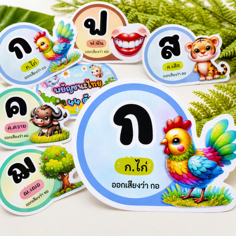 สื่อการสอน บัตร ก-ฮ น่ารักสดใส