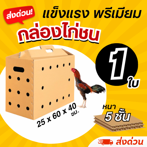 (1 ใบ) กล่องไก่ชน หนา 5 ชั้น แข็งแรง มีหูจับ มีรูระบายอากาศ
