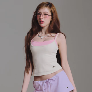 Bemingtop1167(S-3XL) - Lumi Cami - สายเดี่ยวลายการ์ตูนน่ารักๆ ดีเทลโลโก้ BEMING