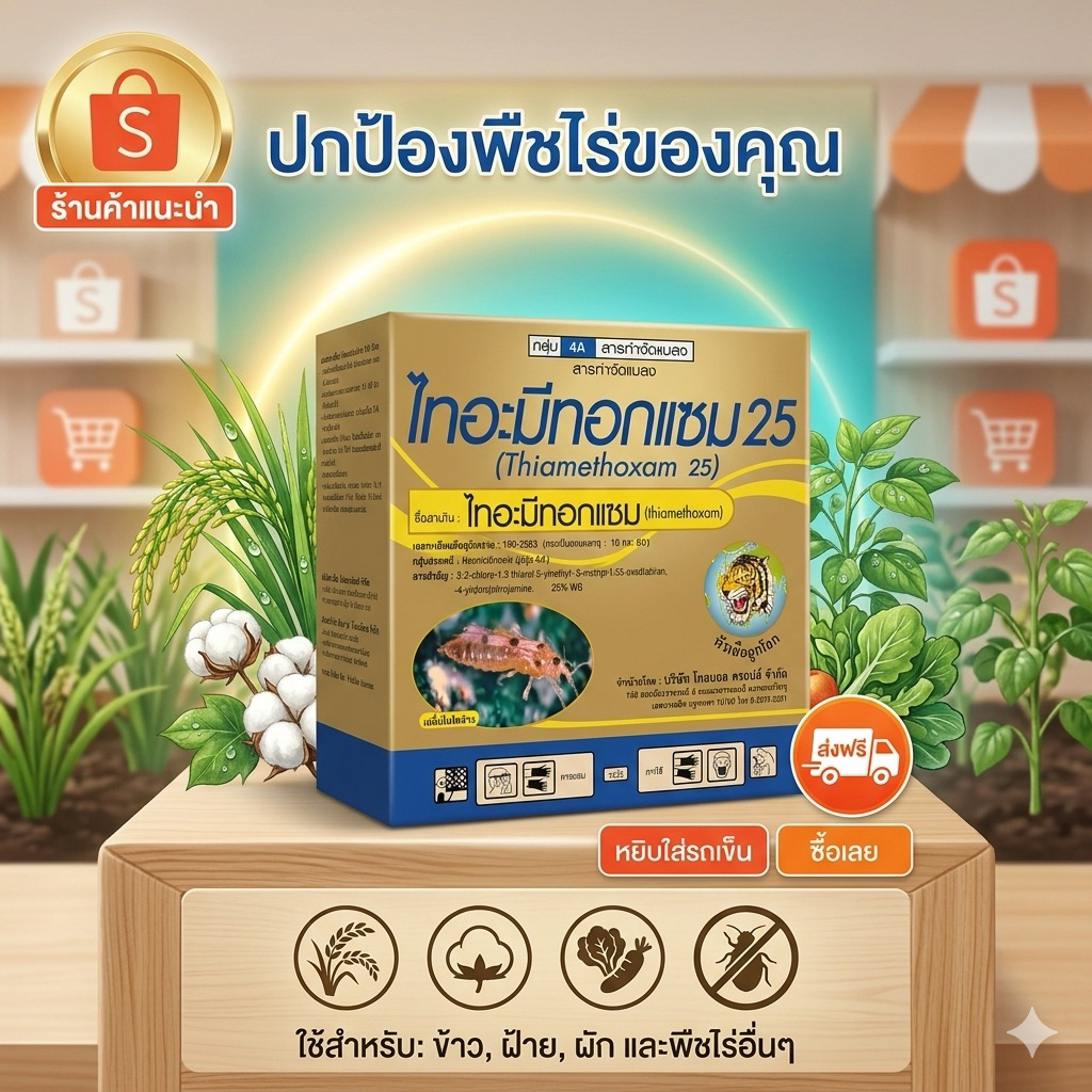 ไทอะมีทอกแซม 1 กก หัวเสือ กล่องทอง สารกำจัดแมลงประสิทธิภาพสูง ออกฤทธิ์เร็ว เห็นผลไว