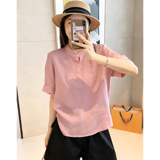เสื้อคอจีนผู้หญิง ผ้าฝ้ายฟอกนุ่มสีพื้น เสื้อคอจีนแต่งกระดูม ขนาดฟรีไซส์ อก 30-38 นิ้ว มีให้เลือก 3 สีจ้า💗💙🤍