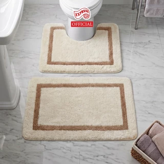 EXPRESS CARPET พรมห้องน้ำ2ชิ้น พร้อมส่ง 45x70cm+ตัวU50x60cm พรมเช็ดเท้ามีกันลื่น ซักได้ แห้งไว