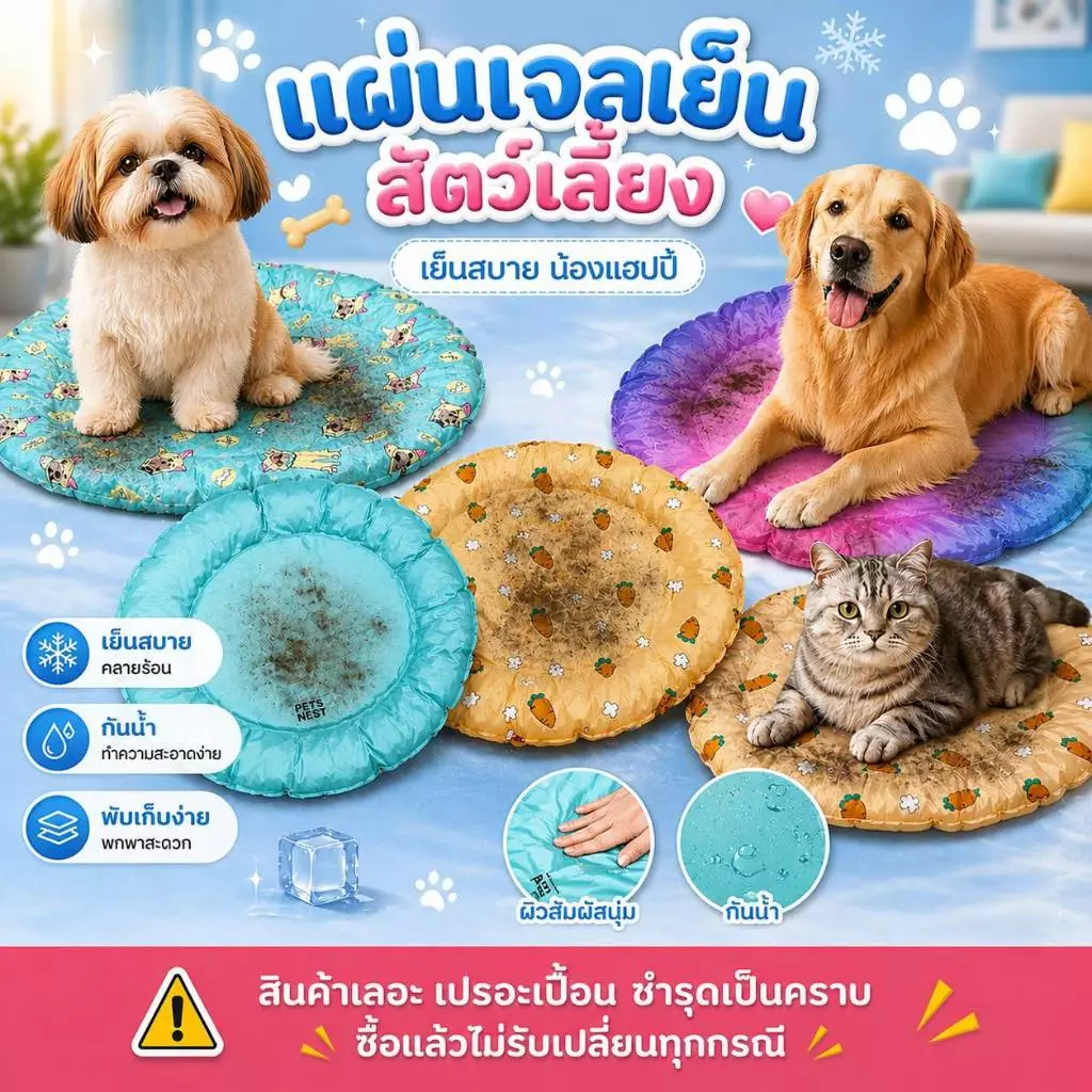 Boqi  Pet Cool mat   เย็นสบาย แผ่นเจลเย็น ที่นอนเย็น แผ่นทำความเย็น สินค้าเลอะ เปอะเปื่อน SALE 1010 thumbnail 9