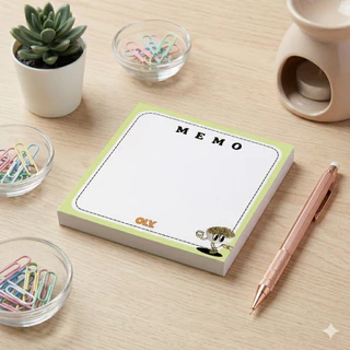 OLY. Cereal Character Memo Pad - Cute Minimalist Notepad for School & Office (Square)-Matcha