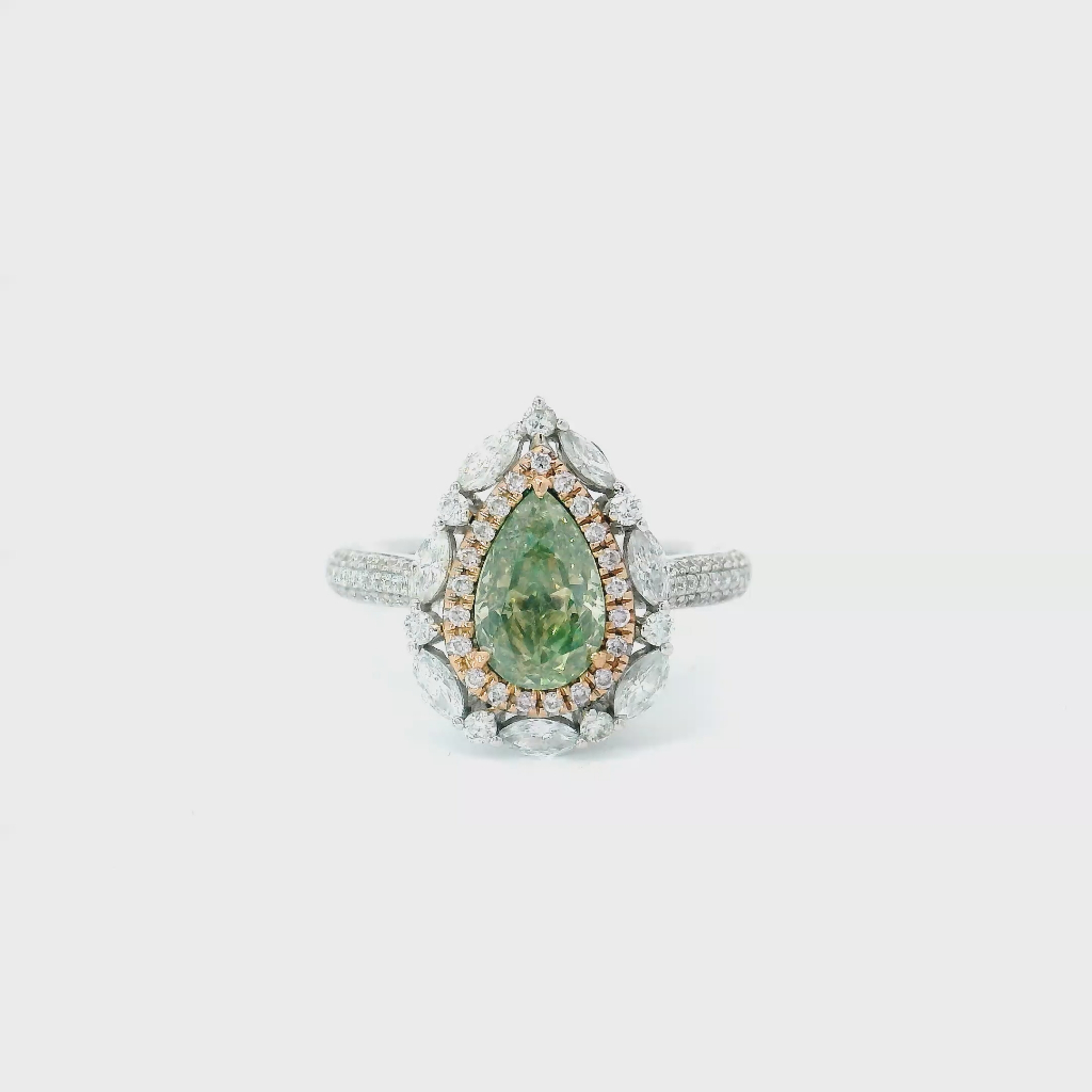 1.02 Carat Fancy Green SI Clarity Diamond Ring