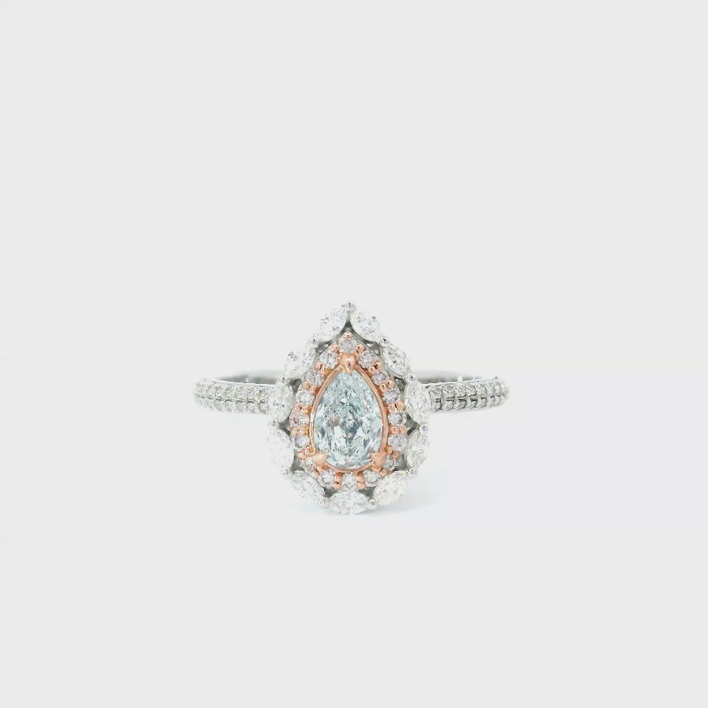 0.35 Carat Light Blue SI2 Clarity Diamond Ring