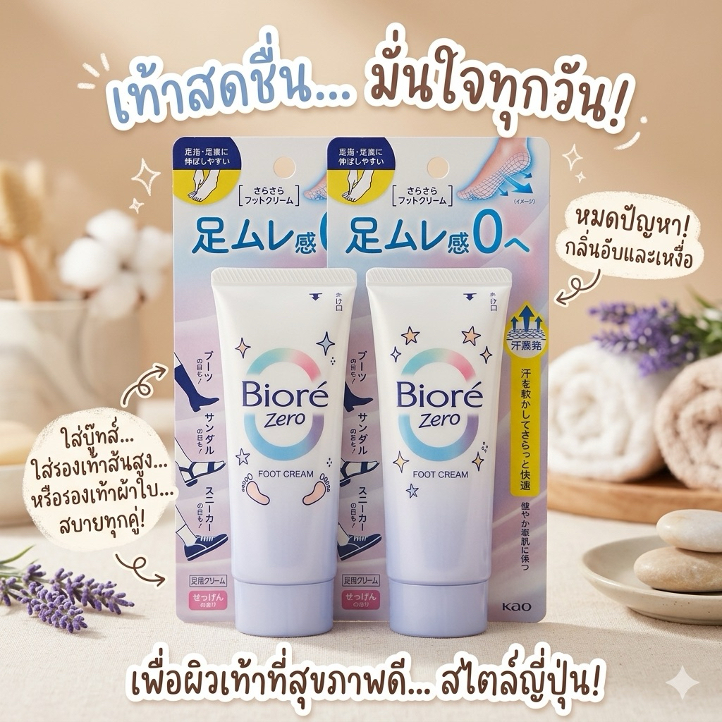 ‼️ร้านนี้ถูกที่สุด‼️Bioré Zero Foot Cream ครีมทาเท้าสูตรลดความอับชื้น กลิ่นหอมสะอาดช่วยกลบกลิ่นไม่พึงประสงค์