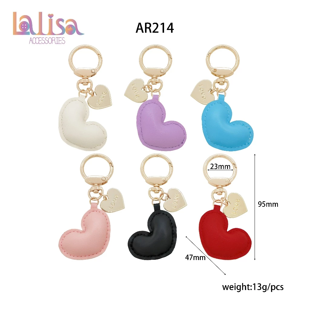พวงกุญแจหัวใจพาสเทล Luxe Love พวงกุญแจหัวใจมินิ เรียบหรู PU+keychain AR214
