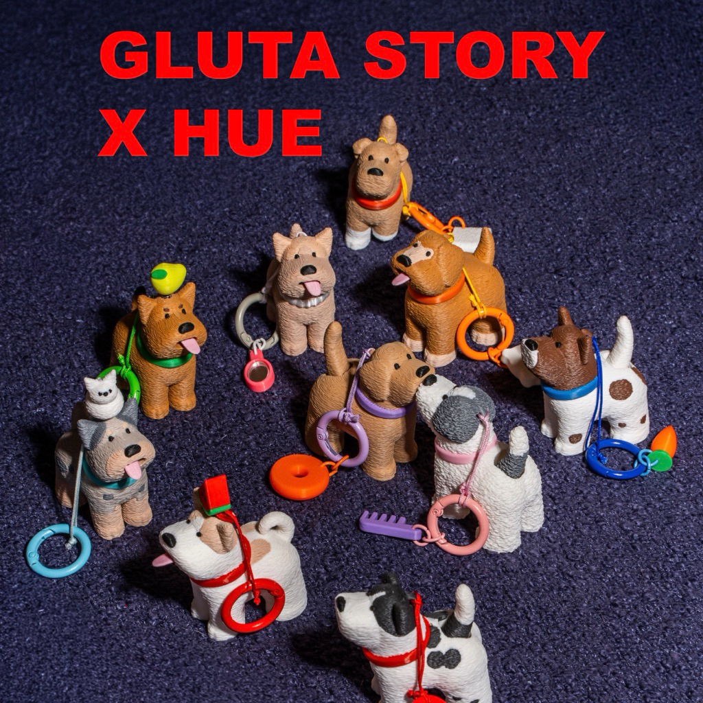 กล่องจุ่มพี่หมาบ้านกลูต้าสตอรี่ (Gluta Story x hue blind box keychain)(ยกboxกด10ชิ้น)