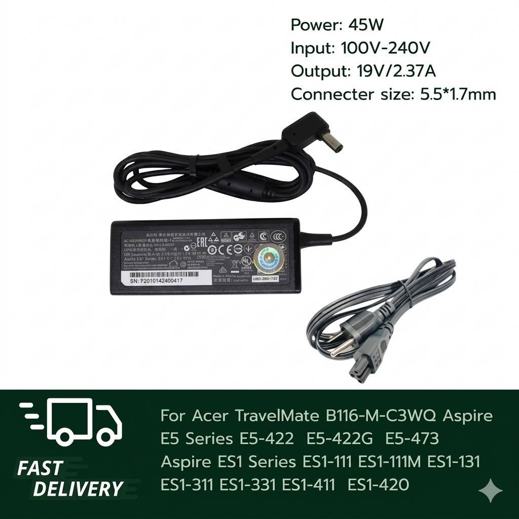 (ประกัน 18 เดือน) สายชาร์จ โน๊ตบุ๊ค Acer Aspire 5 A514-53 A514-54 Swift 3 45W อะแดปเตอร์ สายไฟ มอก. acer002